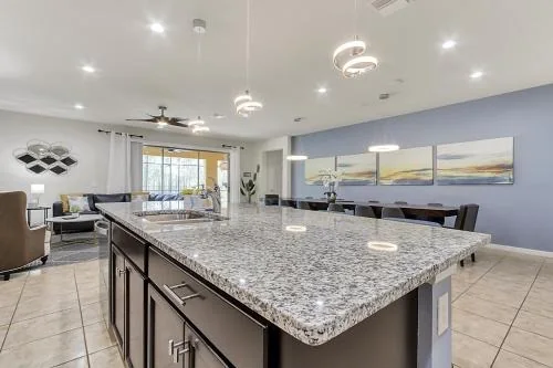 Kitchen island with granite counters